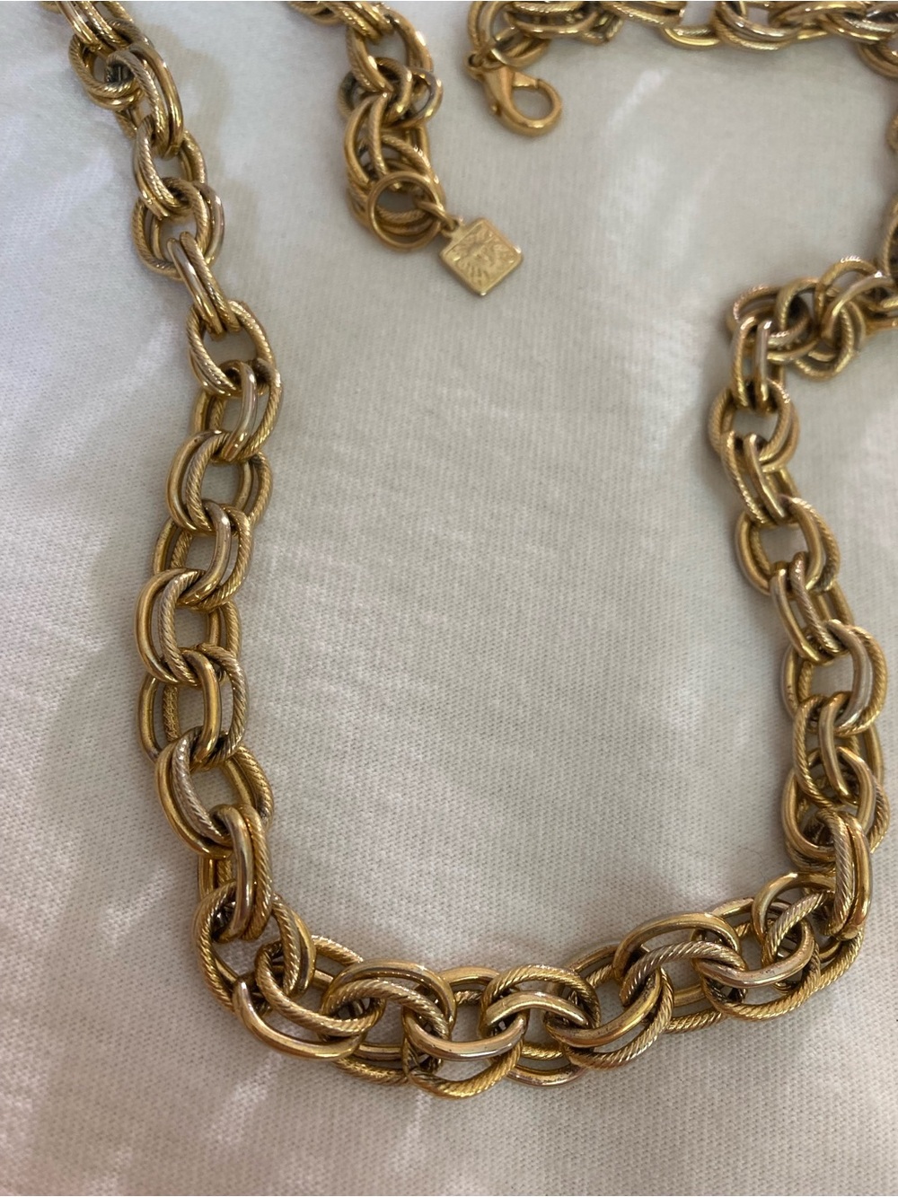 Anne Klein Lion Tag Vintage gold Tone Link Status Necklace